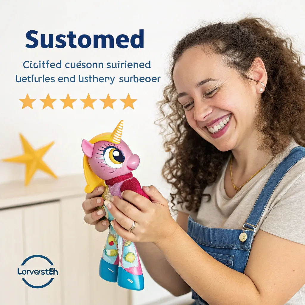 Satisfied customer holding a toy from LUNAVORENTH
