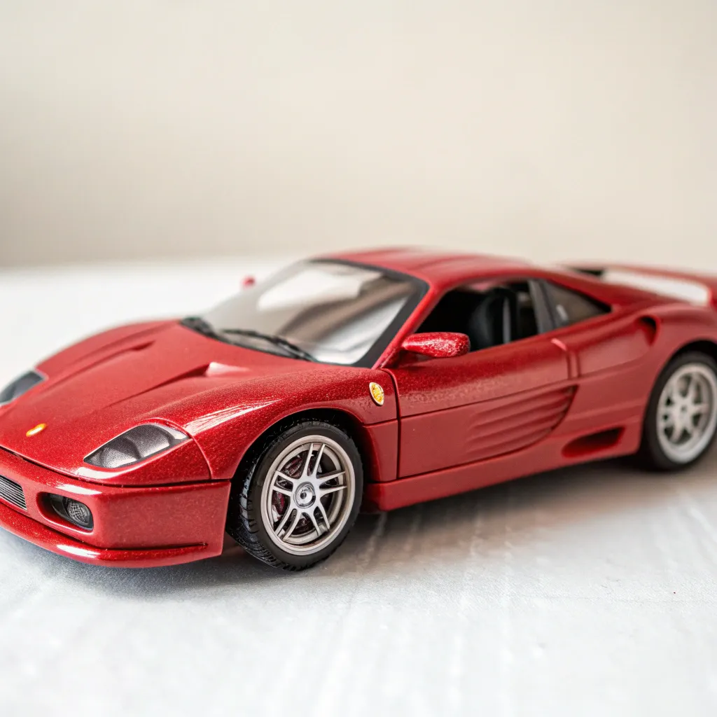 A sleek red toy racing car